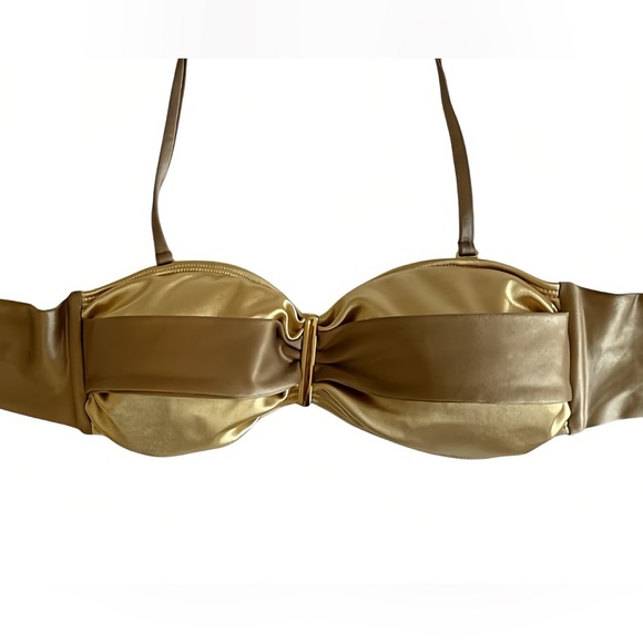 Iracema Scharf Luxury Brazilian Bikini Set S Gold Brown Bandeau Top & Bottom NWT - Picture 11 of 15
